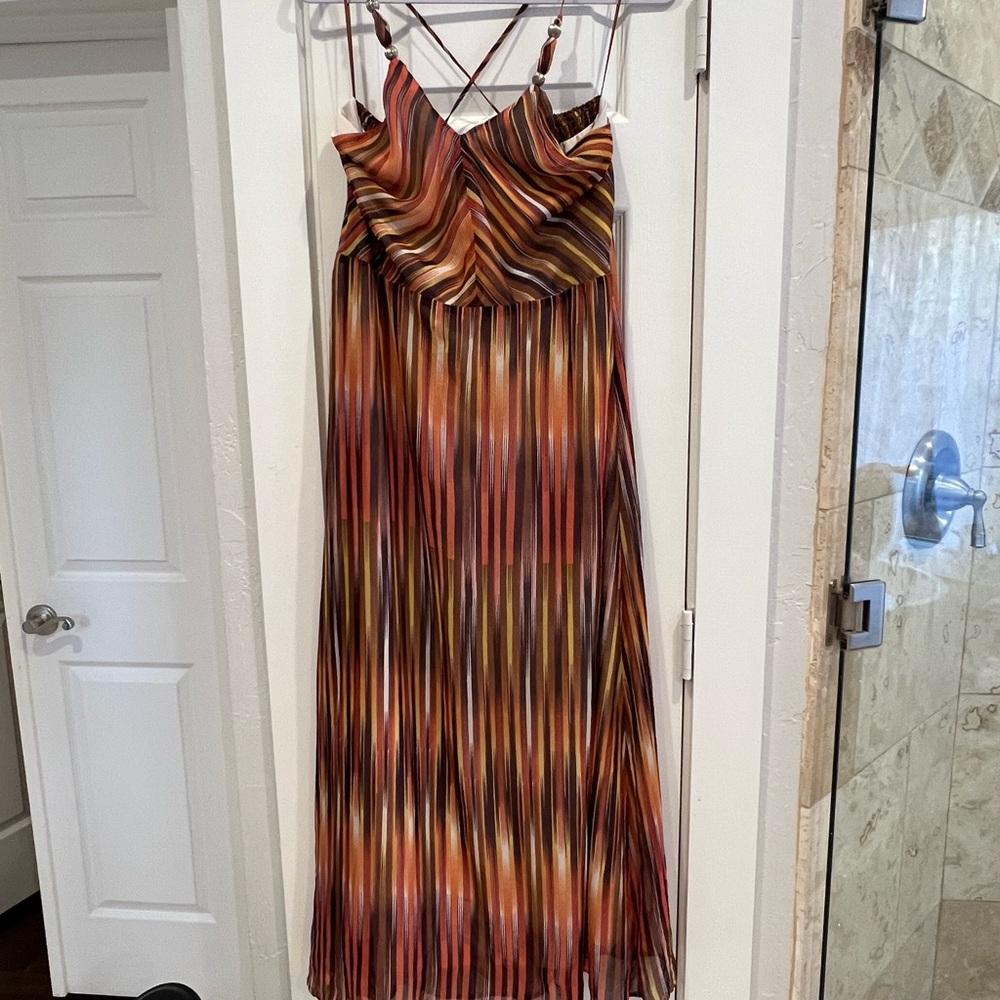 Elegant Multicolor Striped Maxi Dress